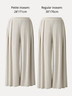Sandwashed Mid Rise Pleated Wide Leg Palazzo Pant with Pockets