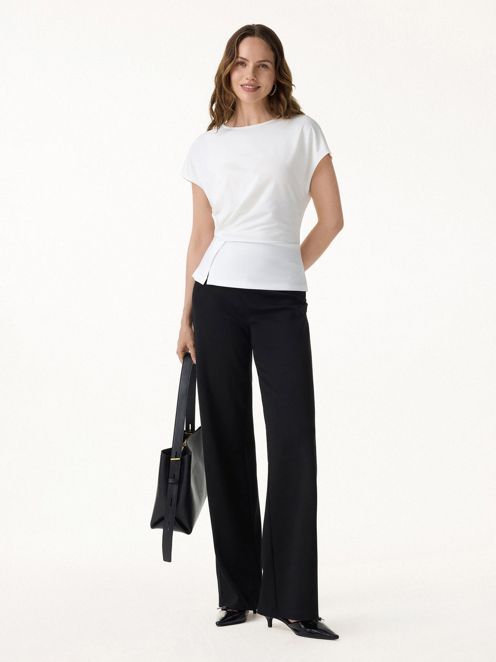 2Pcs Set Round Neck Tucked Top & Wide Leg The Success Pants