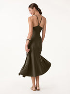 Soft Linen Knit Spaghetti Midi Bra Dress