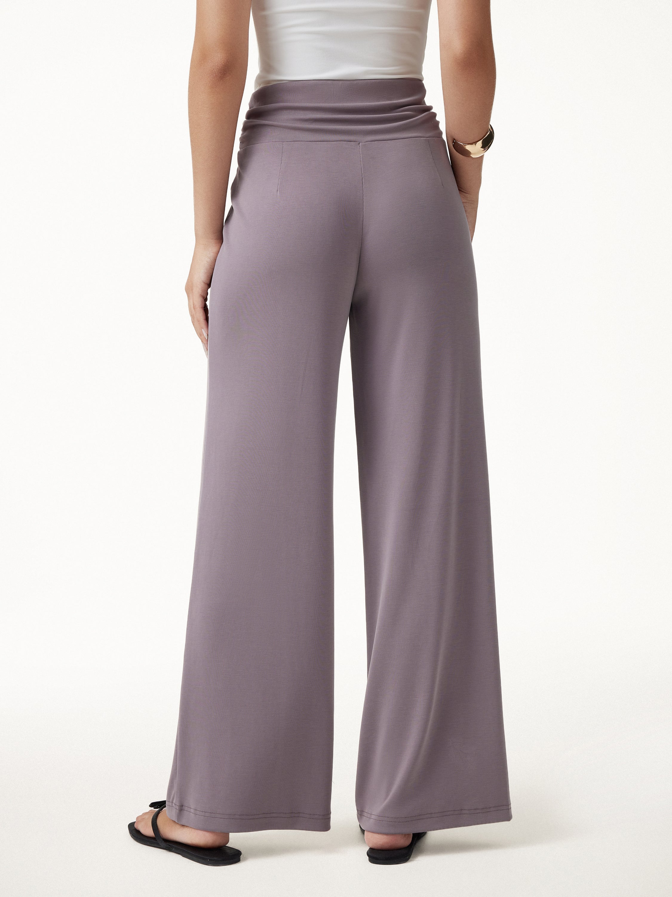 Mid-Rise Relaxed Wide-Leg Lounge Pants