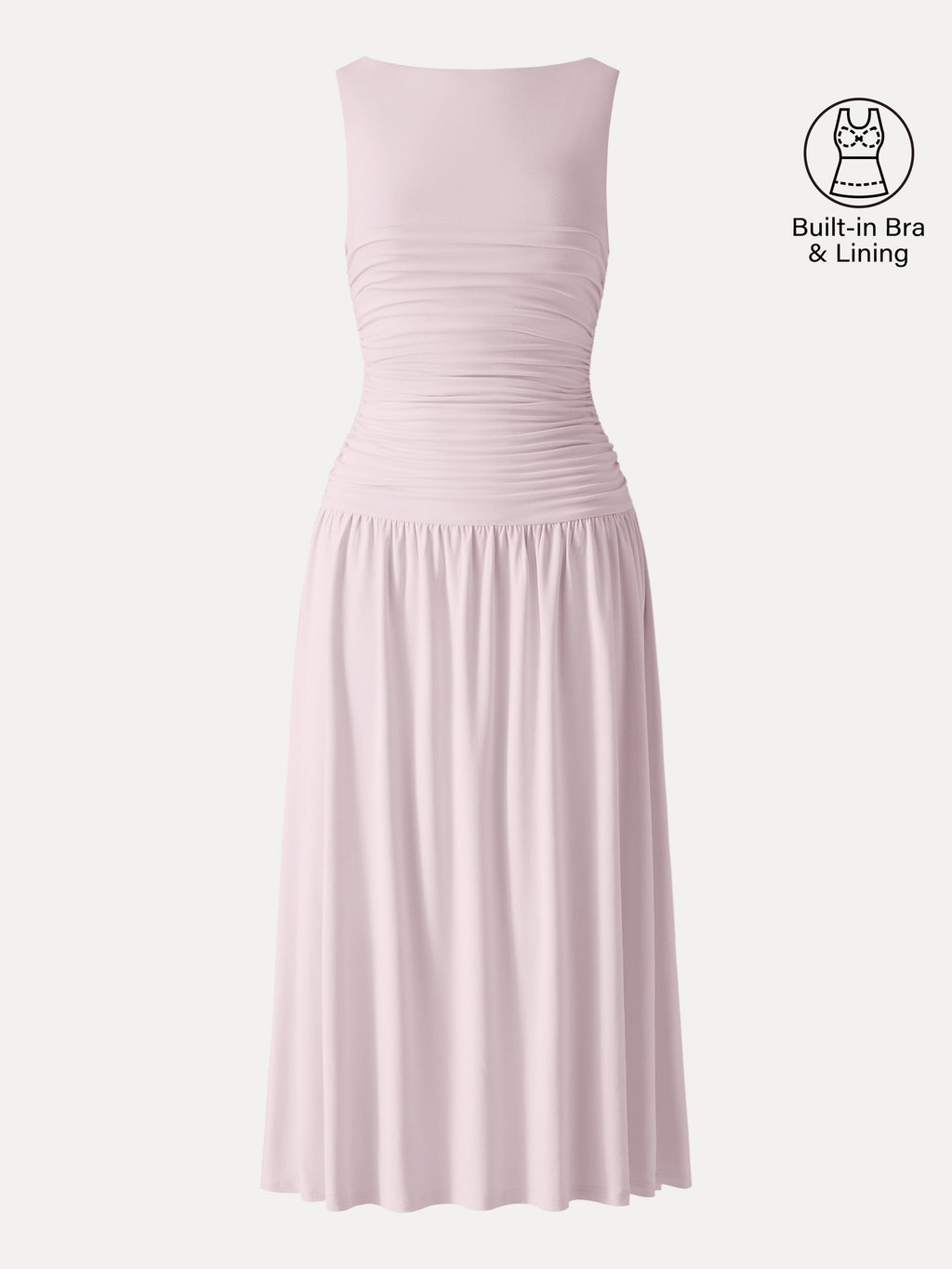 SkinKiss Cooling Boatneck Ruched Midi Bra Dress