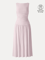 SkinKiss Cooling Boatneck Ruched Midi Bra Dress
