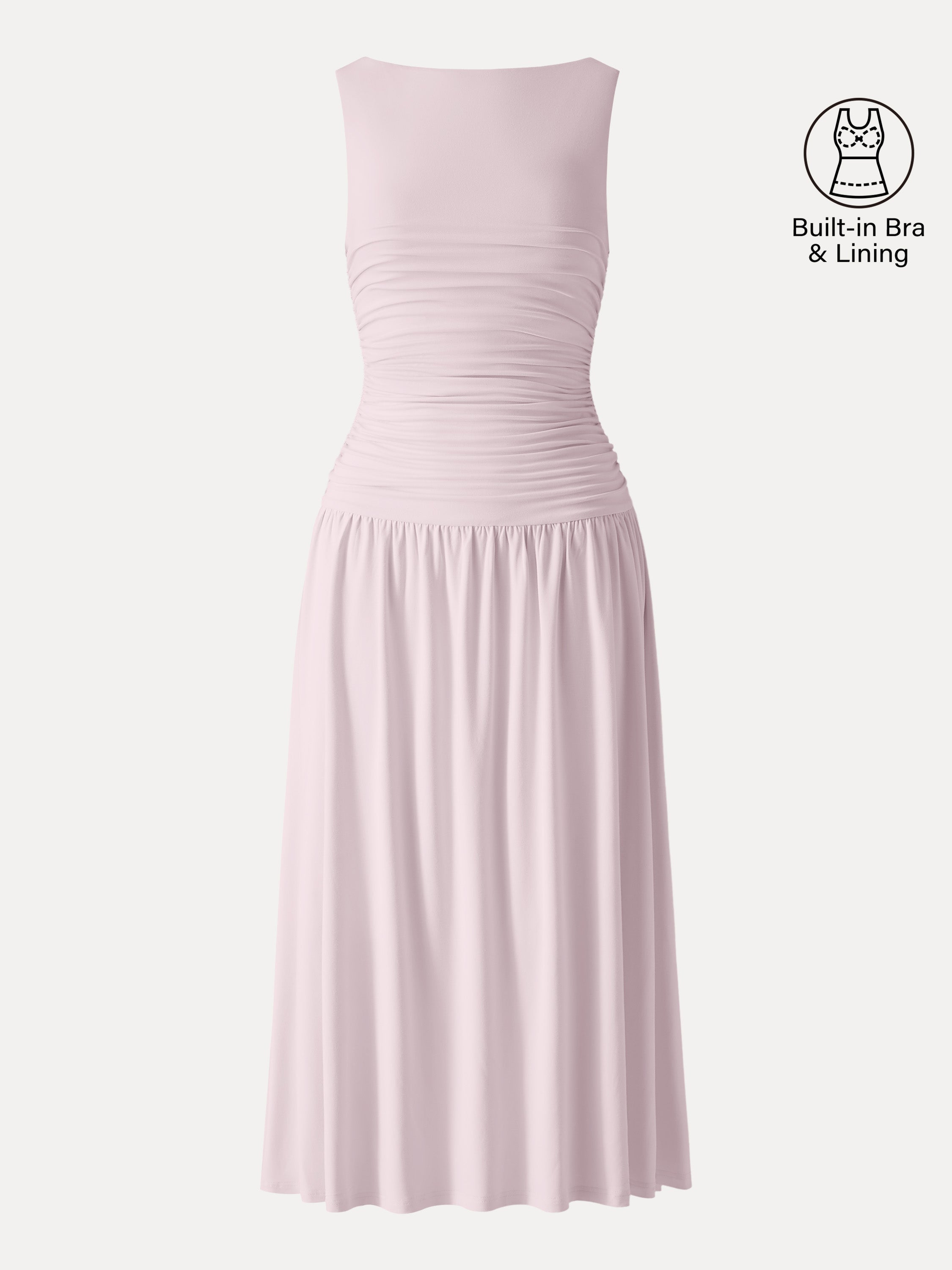 SkinKiss Cooling Boatneck Ruched Midi Bra Dress