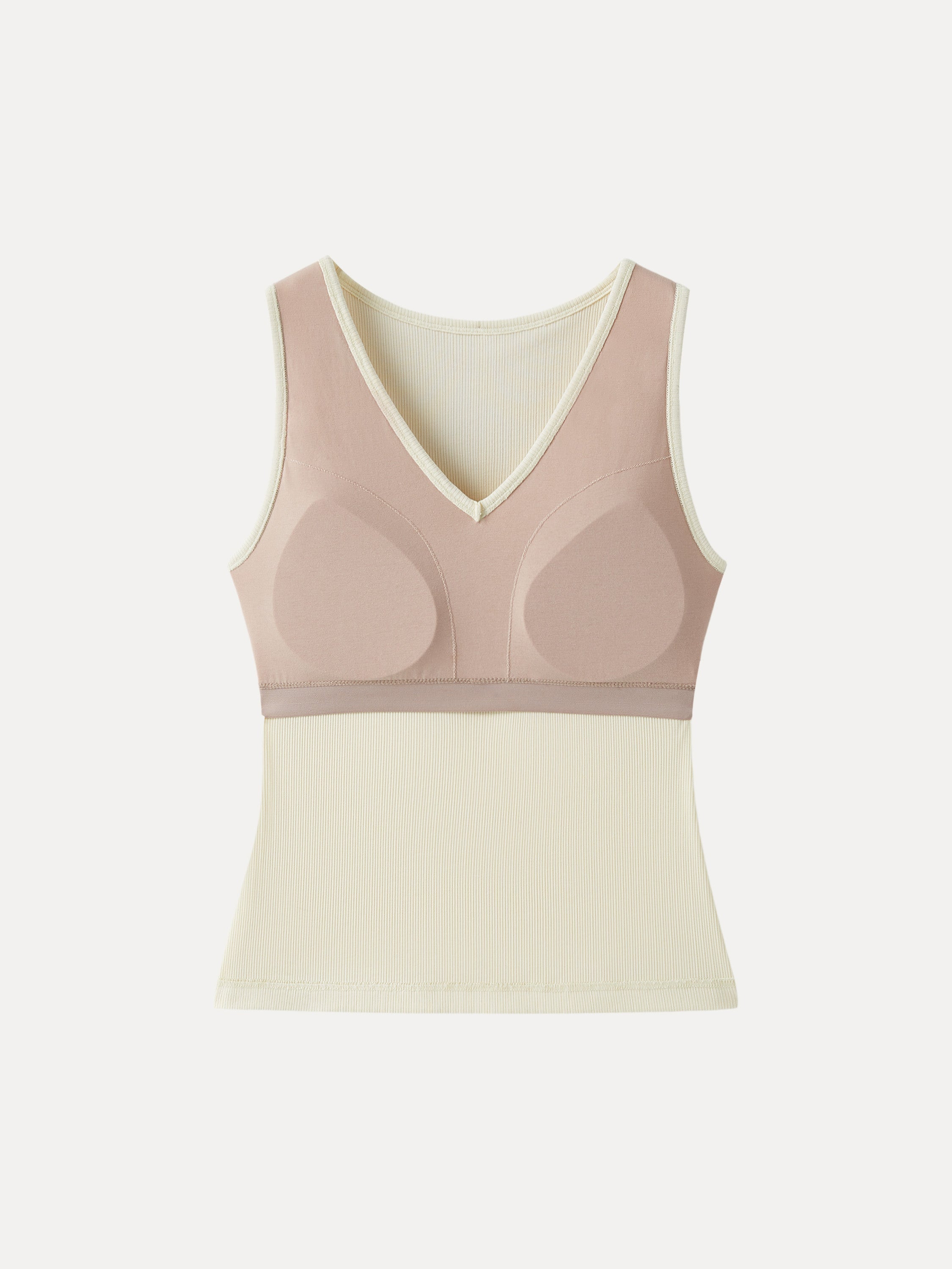 2Pcs Set V-neck Sleeveless Bra Tank & A-line Mini Skirt with Built-in Shorts