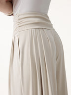 2Pcs Set Crew Neck Top & Flowy Tucked Palazzo Pant with Pockets