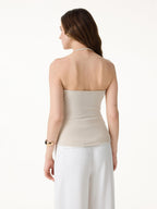 2Pcs Set Halter Neck Surplice Bra Top & Tucked Palazzo Pant with Pockets