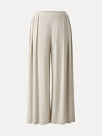 Sandwashed Mid Rise Pleated Wide Leg Palazzo Pant with Pockets