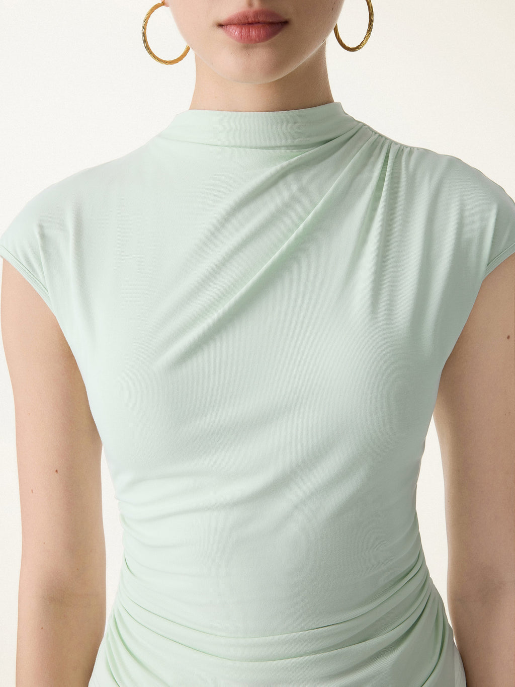 SkinKiss Mockneck Ruched Cropped Bra Top