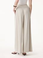 2Pcs Set Crew Neck Top & Flowy Tucked Palazzo Pant with Pockets