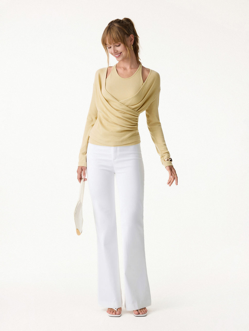 Two-Piece Set Cami with Surplice Ruched Top