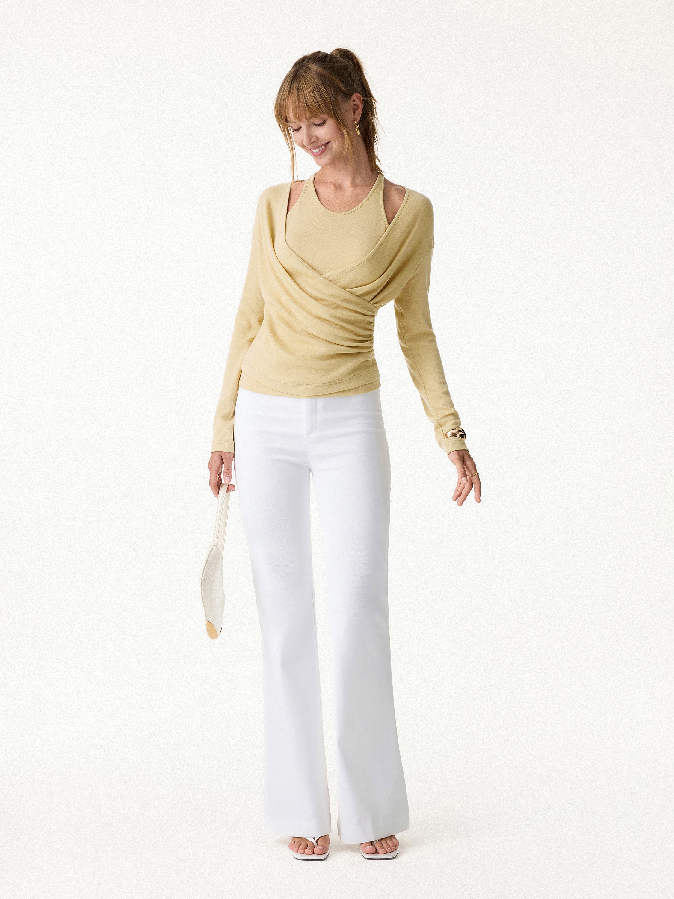 Two-Piece Set Cami with Surplice Ruched Top