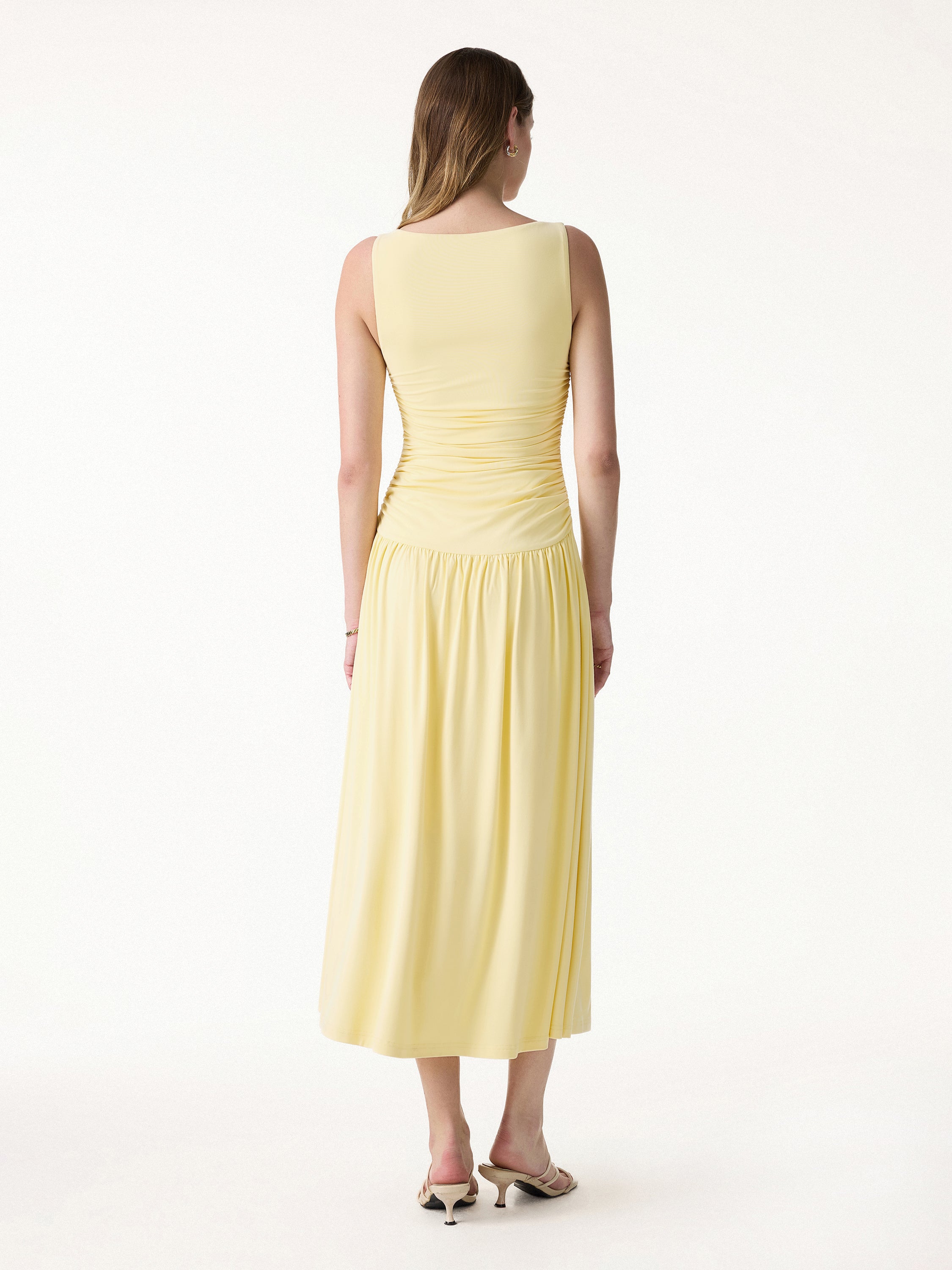 SkinKiss Cooling Boatneck Ruched Midi Bra Dress