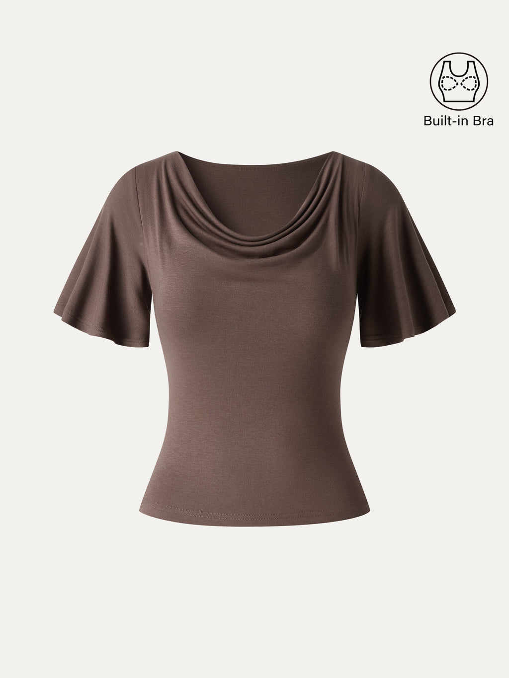 CoolTouch Cowl Neck Flutter Sleeve Bra Top