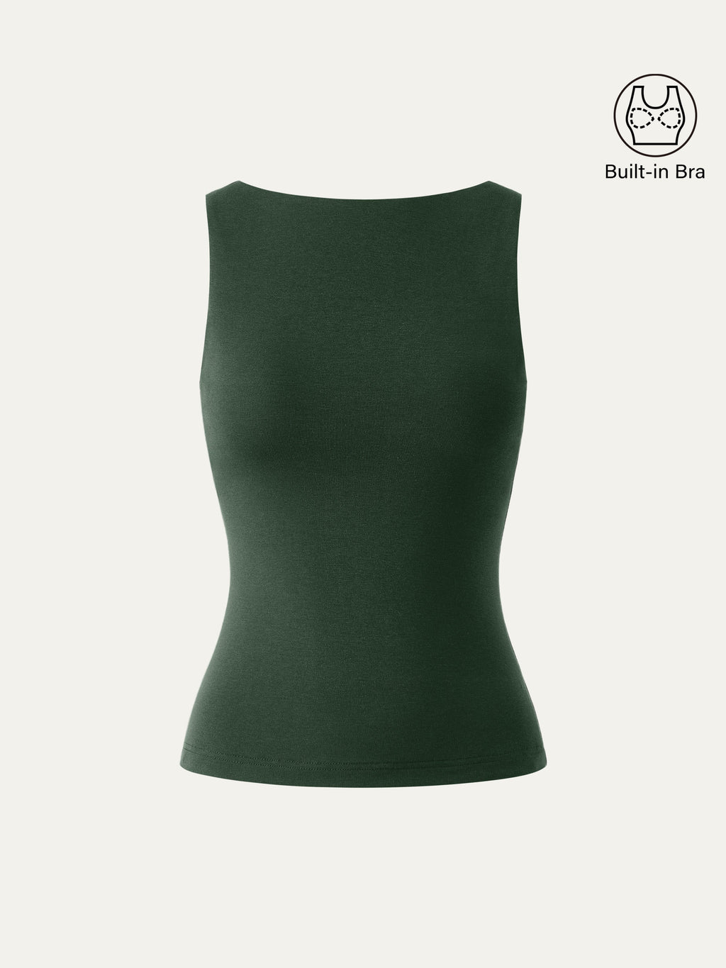 Stretch Cotton Boatneck Bra Tank