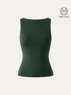 Stretch Cotton Boatneck Bra Tank