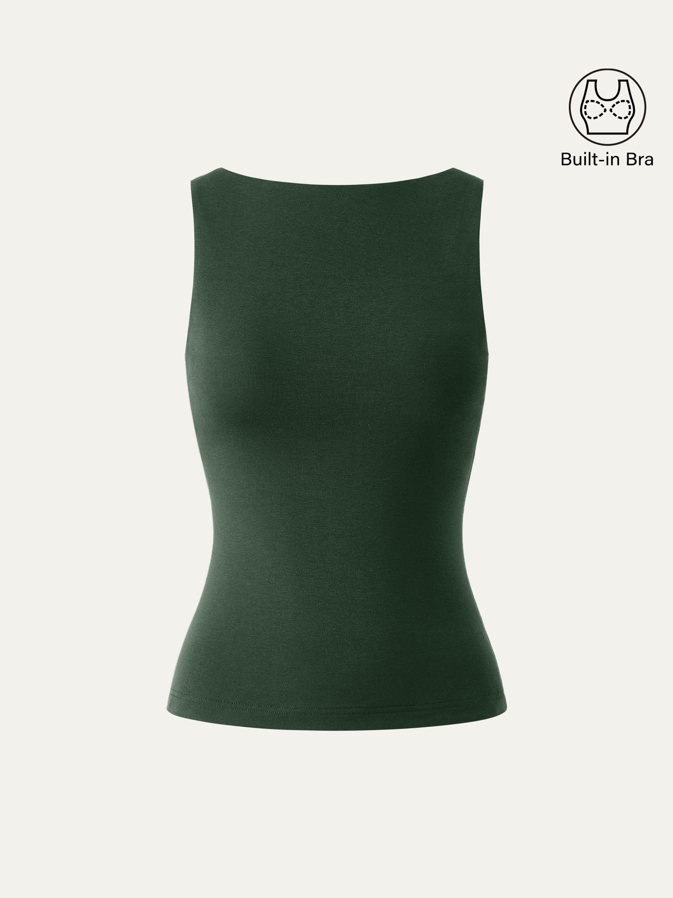 Stretch Cotton Boatneck Bra Tank