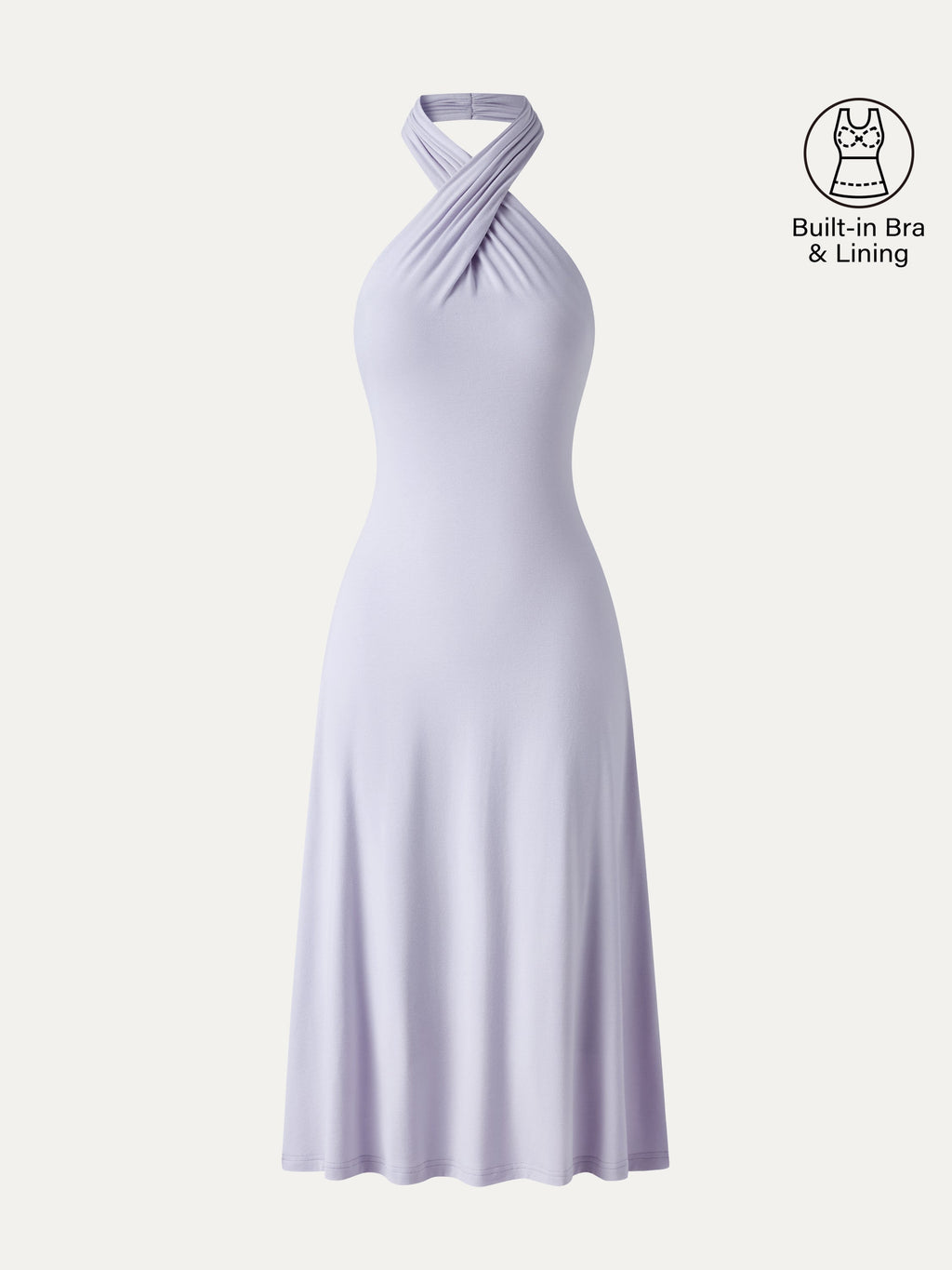 CoolTouch Criss-Cross Halter Open-Back Midi Bra Dress