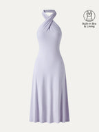 CoolTouch Criss-Cross Halter Open-Back Midi Bra Dress