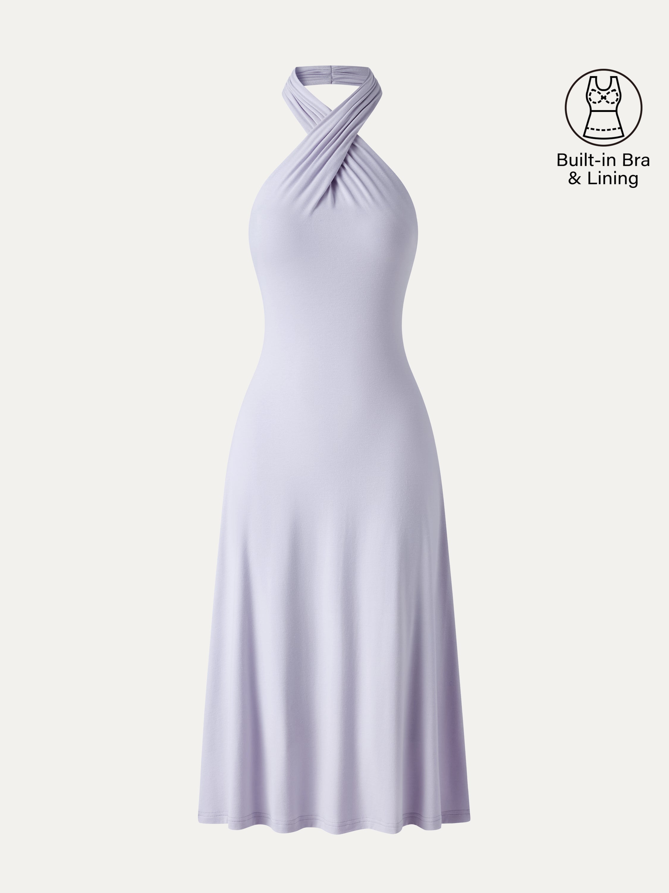 CoolTouch Criss-Cross Halter Open-Back Midi Bra Dress
