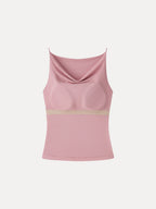 Stretch Linen Cowl Neck Bra Tank