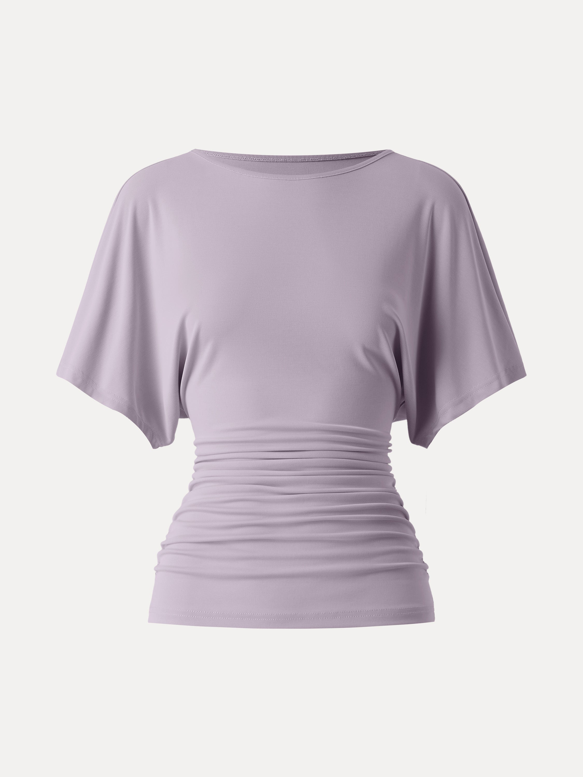 Effortless Boatneck Batwing Sleeve Side Ruched Top