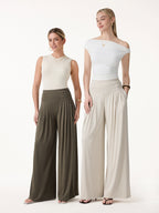 Sandwashed Super Flowy Tucked Palazzo Pant with Pockets