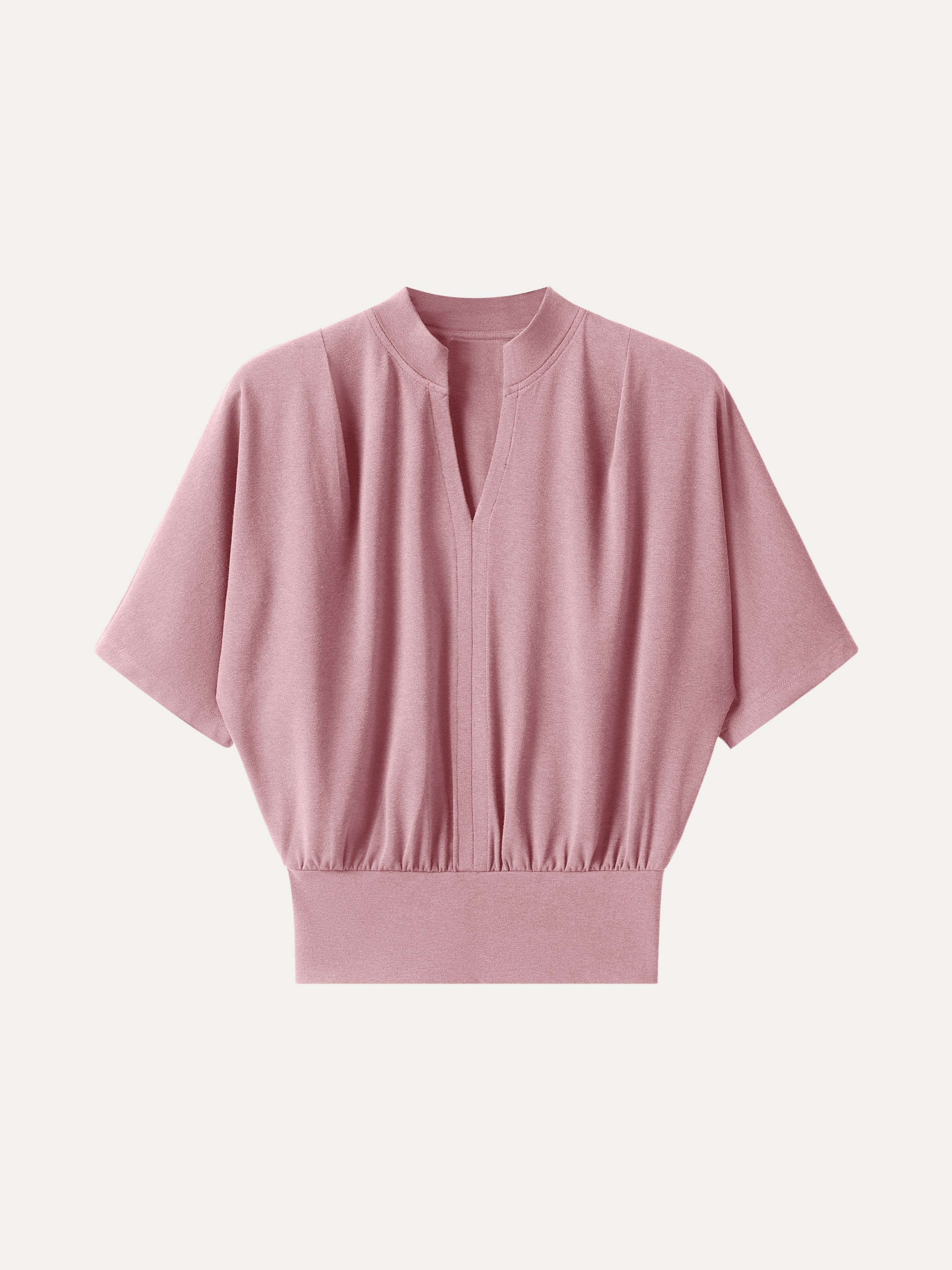 Stand Collar V-Neck Short Sleeve Top