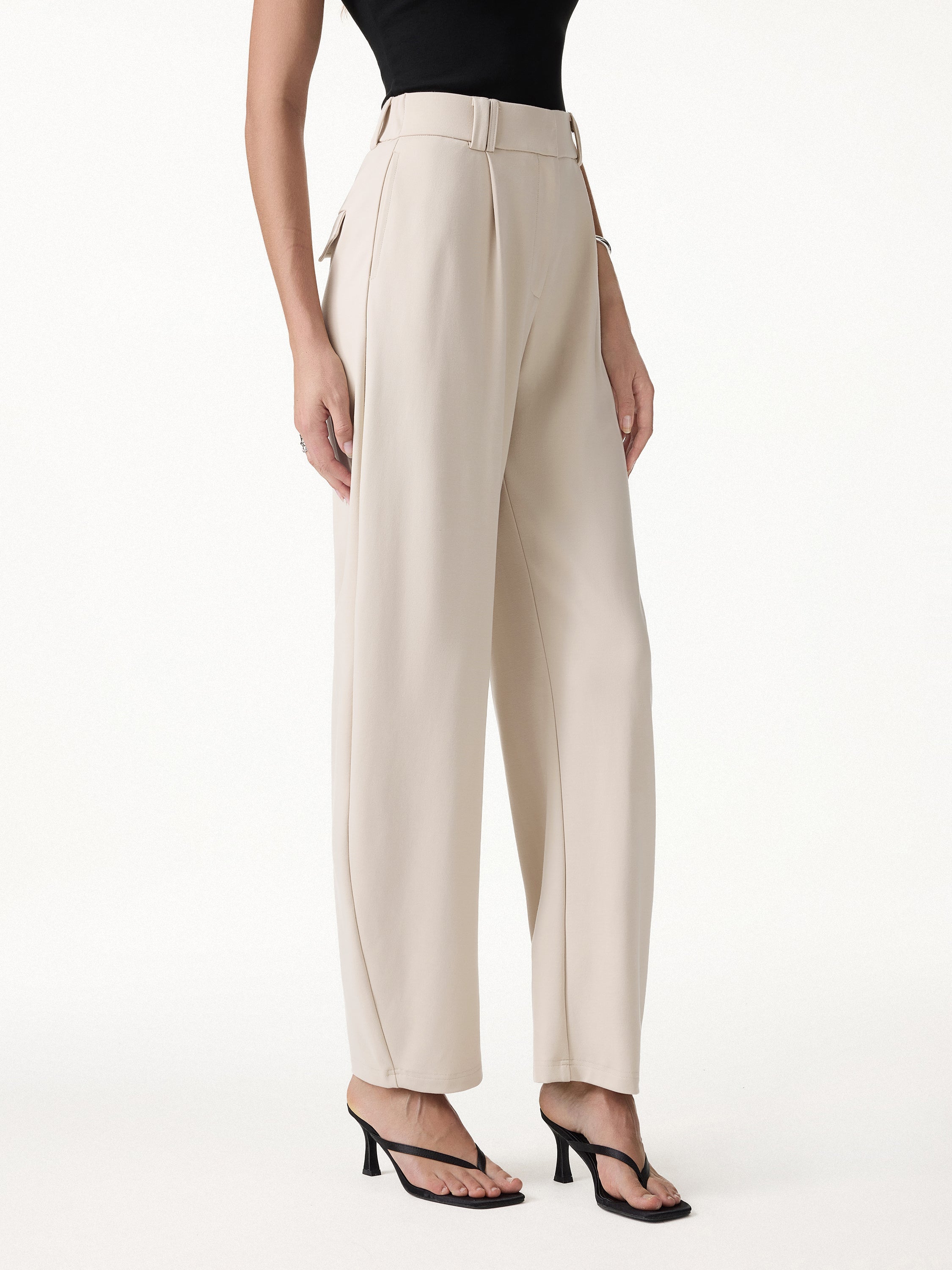 CoolTouch Stretch Ponte High Rise Cropped Barrel Pants