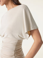 2Pcs Set Boatneck Batwing Sleeve Top & Wide Leg Palazzo Pant with Pockets