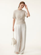 Crewneck Short Sleeve Tucked Tee