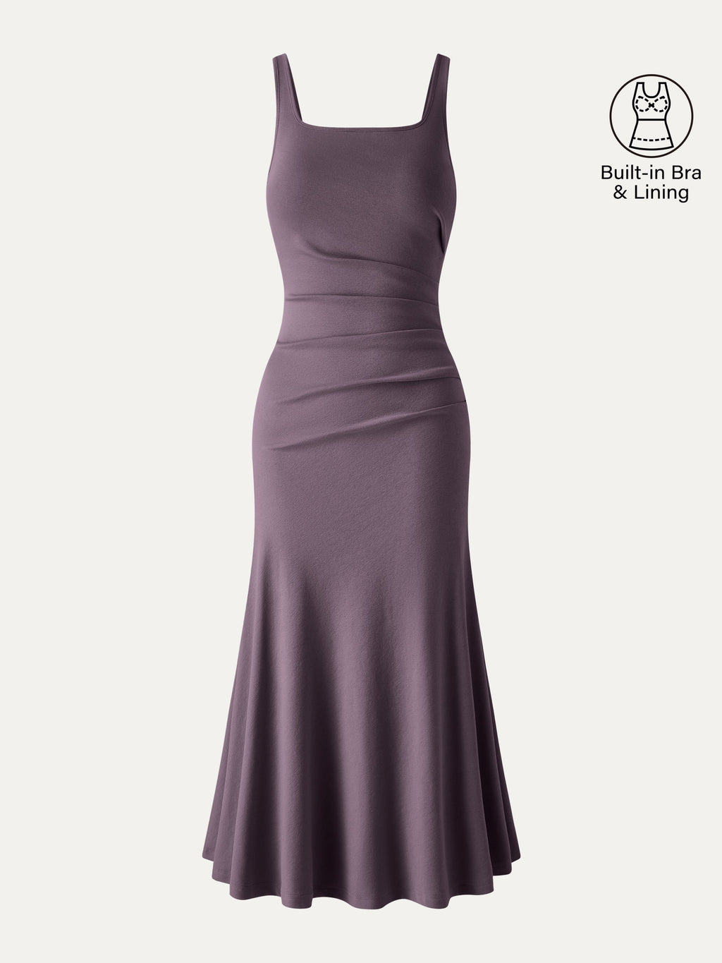 Square Neck Tucked Open Back Bra Dress