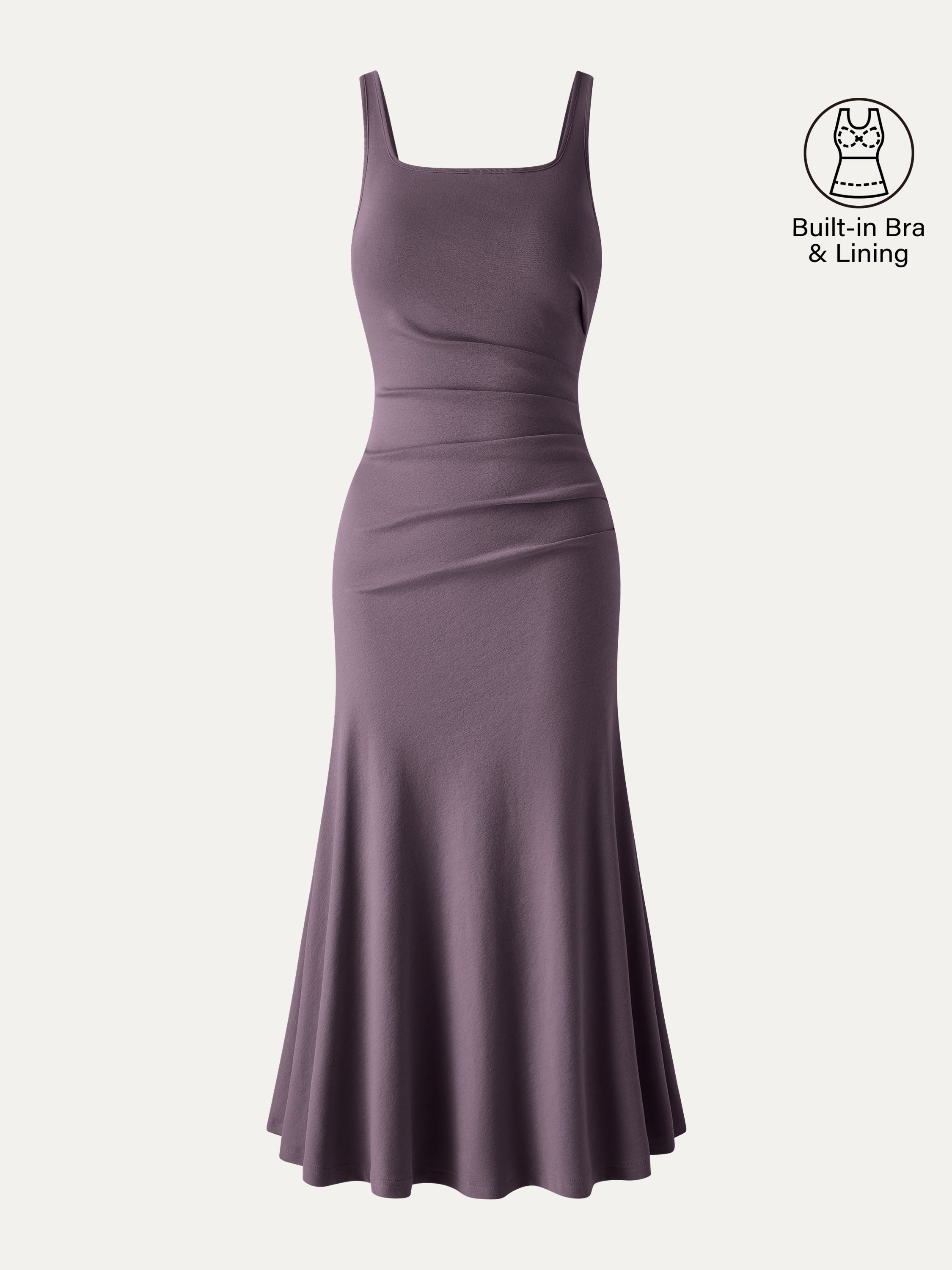 Square Neck Tucked Open Back Bra Dress