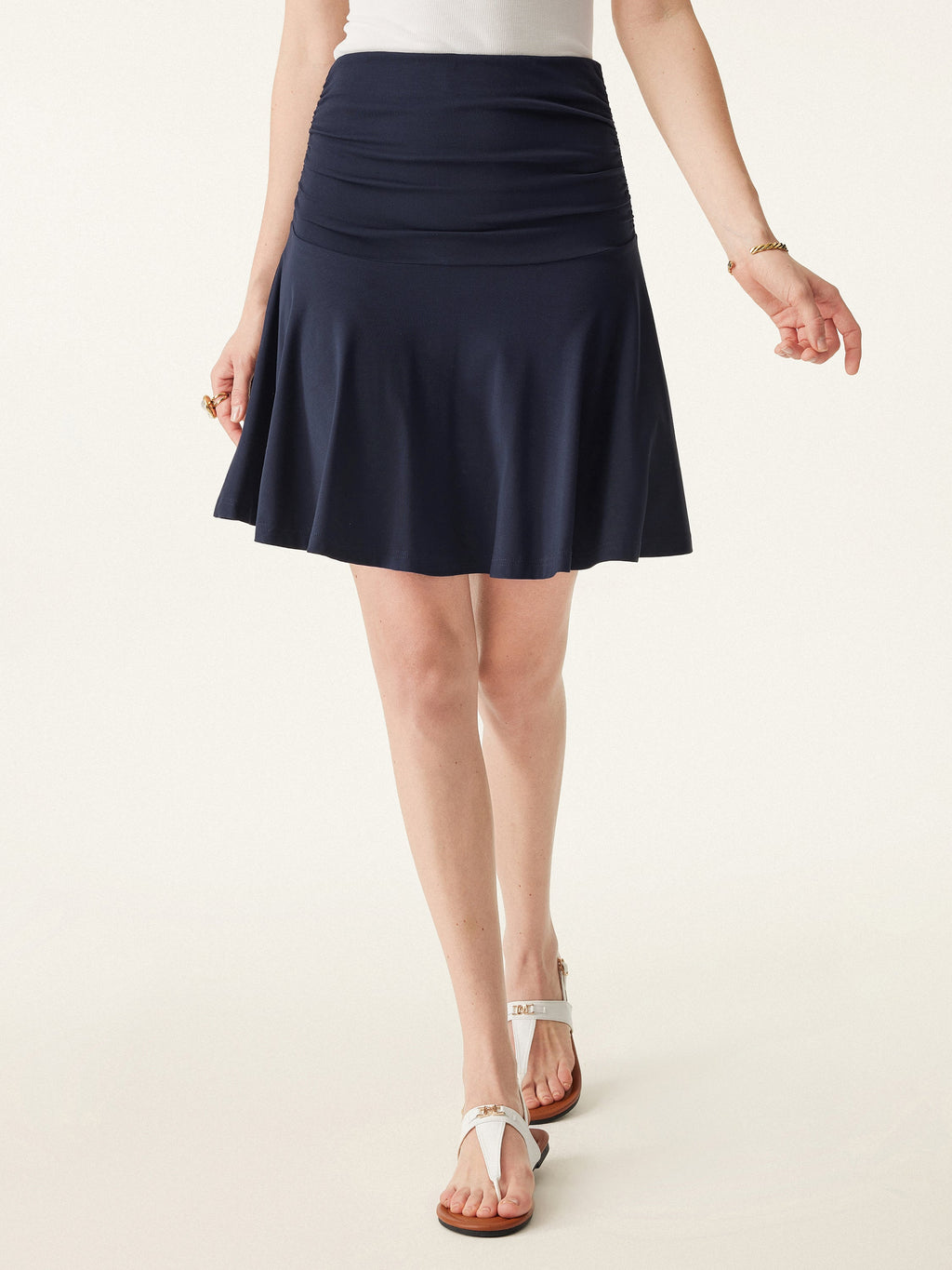 Essential Ruched Mini Circle Skirt with Lined Shorts