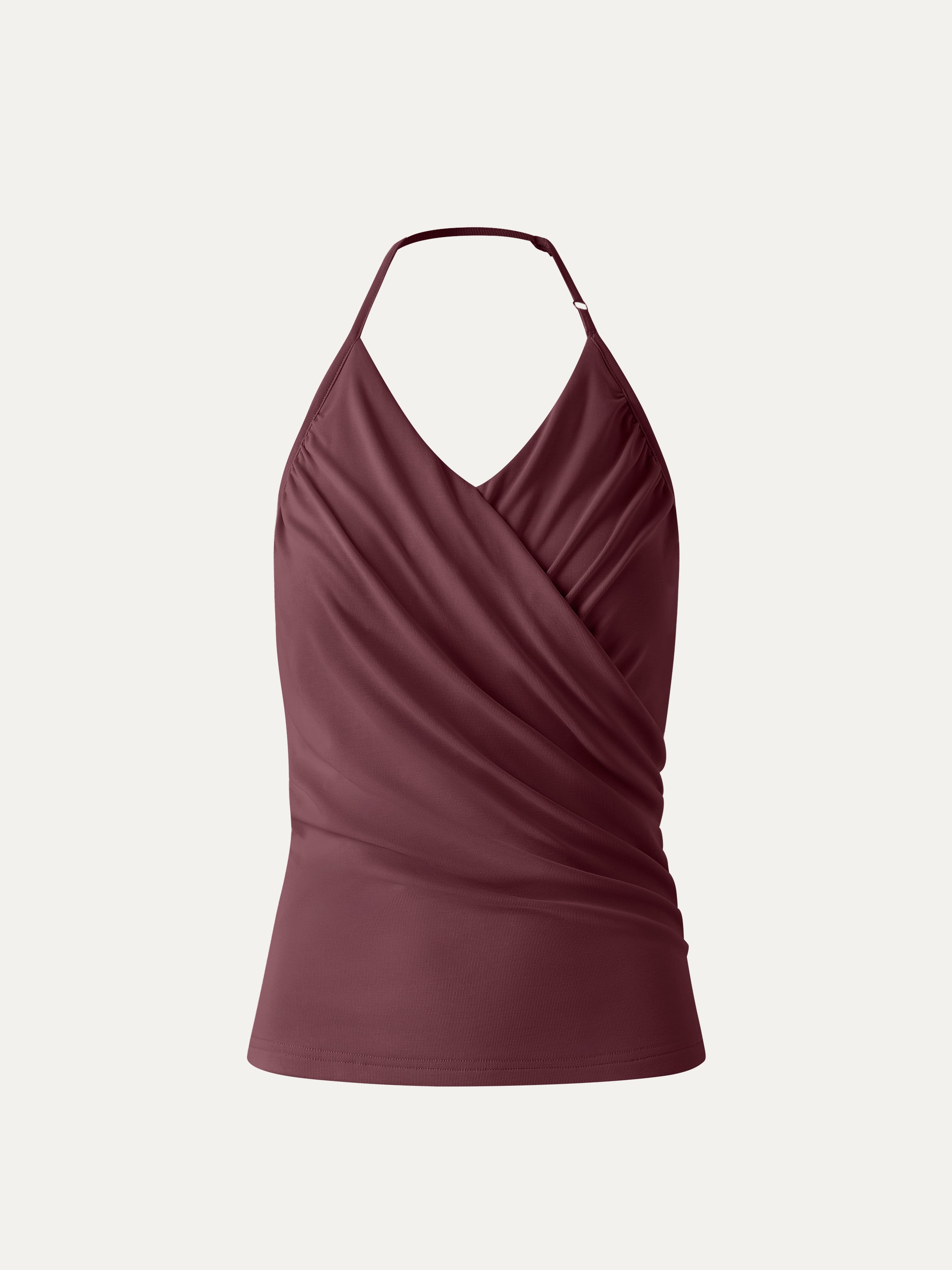 Modal Halter Neck Surplice Ruched Bandless Bra Top
