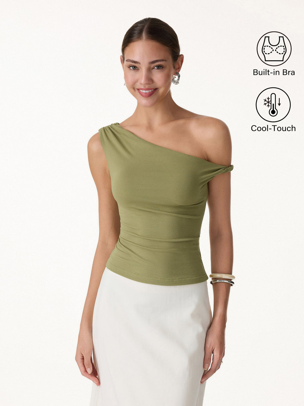 CoolTouch Asymmetrical Shoulder Bra Top