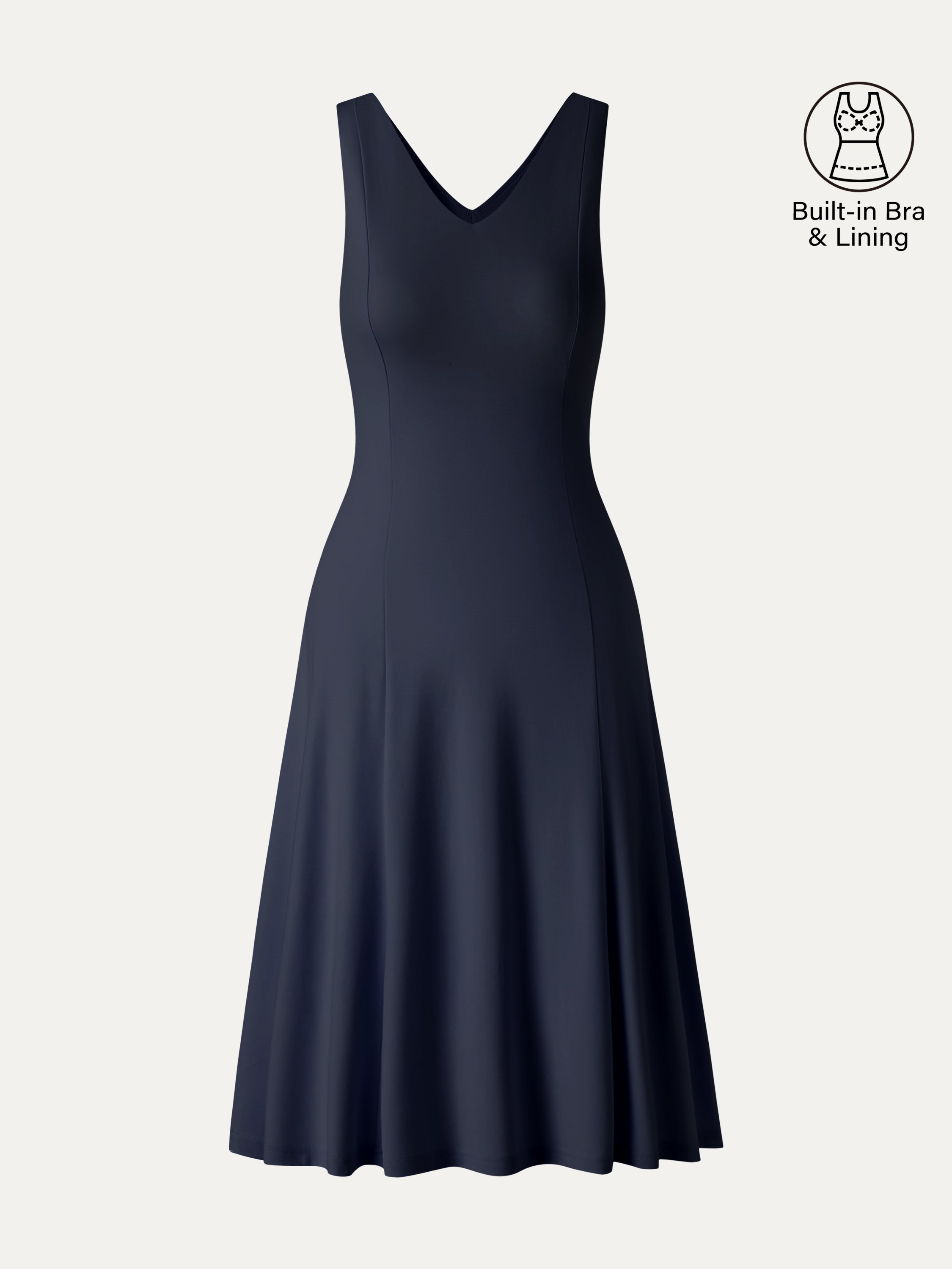Stretch Ponte V-Neck A-Line Midi Bra Dress