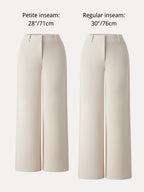 Stretchy Mid Rise Fly-Front Wide Leg Trouser