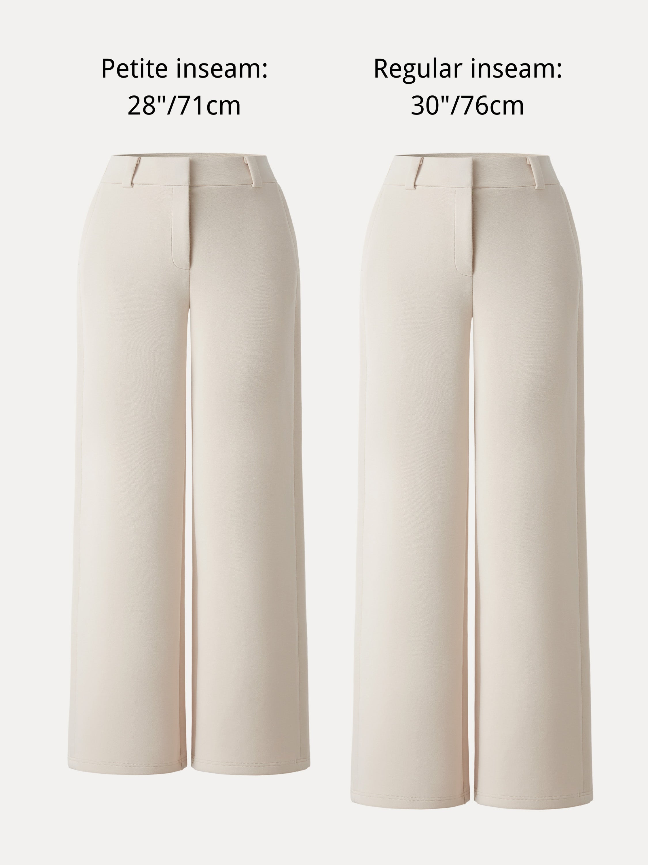 Stretchy Mid Rise Fly-Front Wide Leg Trouser