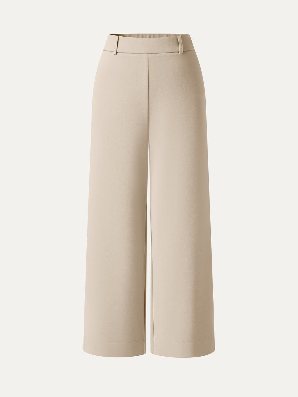 Not-See-Thru Mid Rise Cropped Wide Leg Pants with Pockets