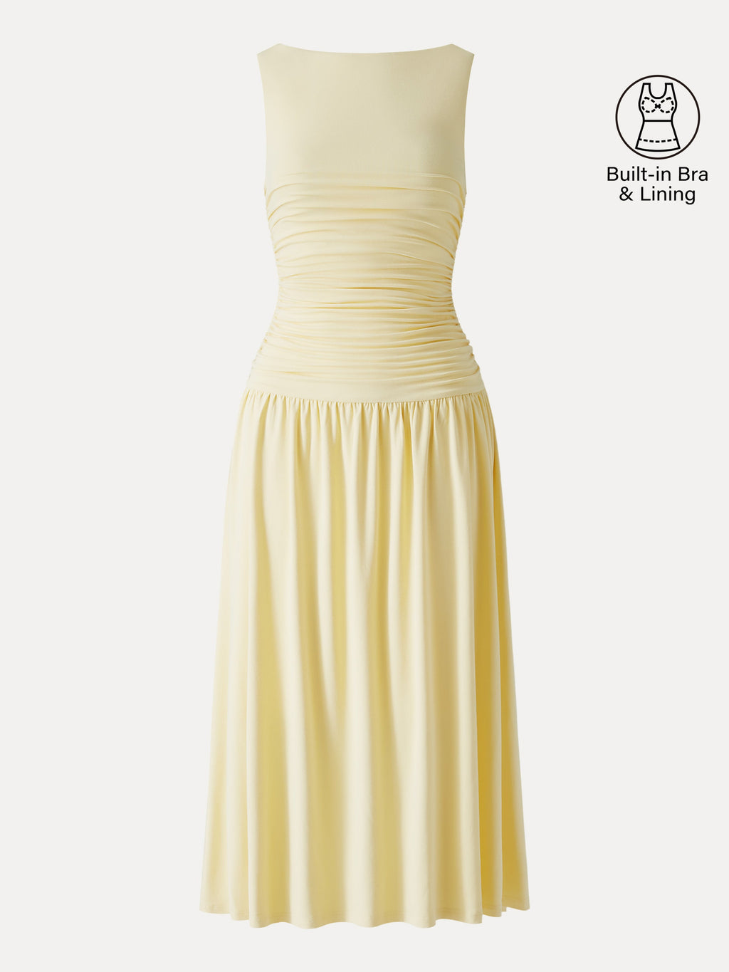 SkinKiss Cooling Boatneck Ruched Midi Bra Dress
