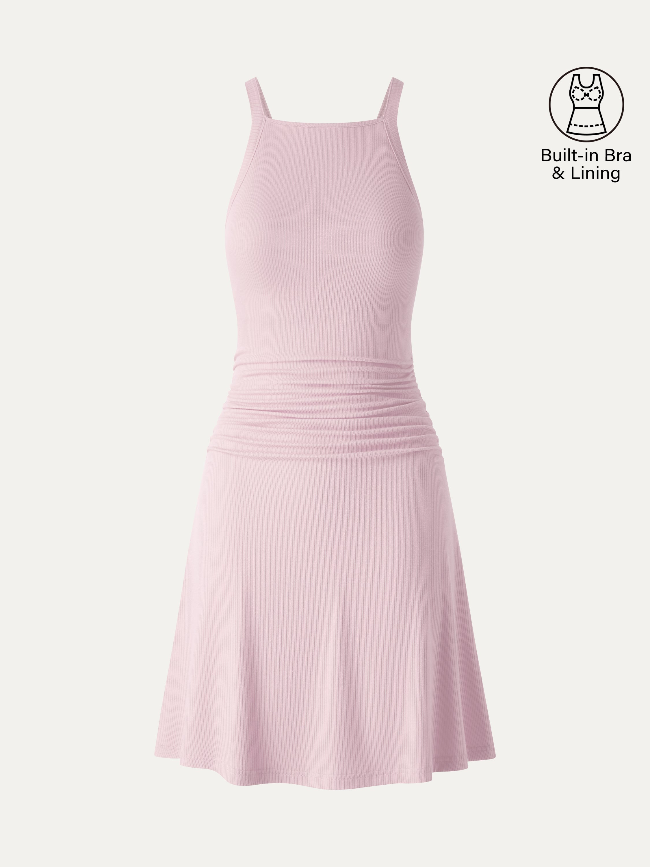 CoolTouch Square Neck Ruched Mini Bra Dress