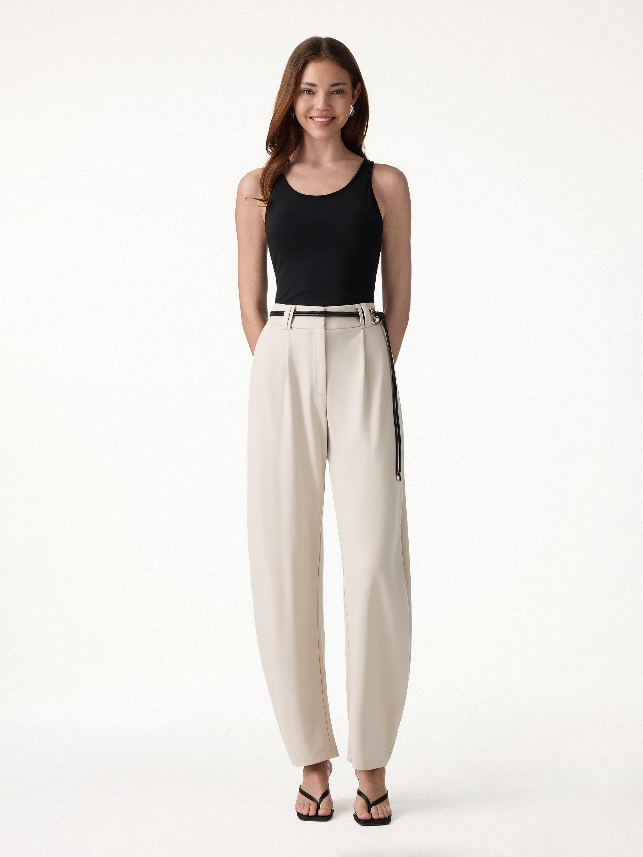 CoolTouch Stretch Ponte High Rise Cropped Barrel Pants