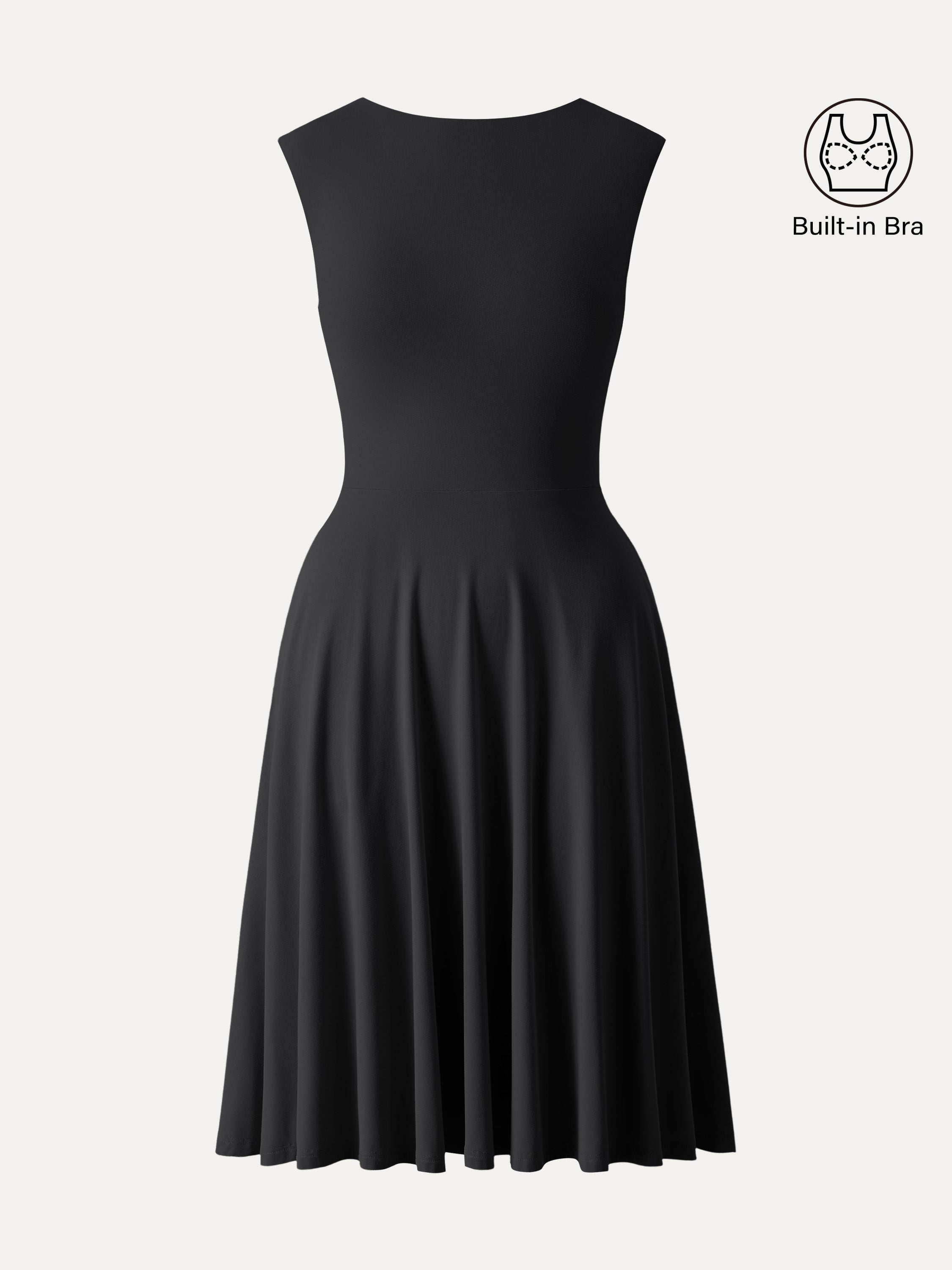 SkinKiss Boatneck Wide Shoulder Bra Dress with Pockets