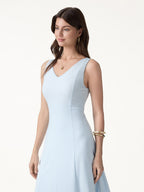 Stretch Ponte V-Neck A-Line Midi Bra Dress