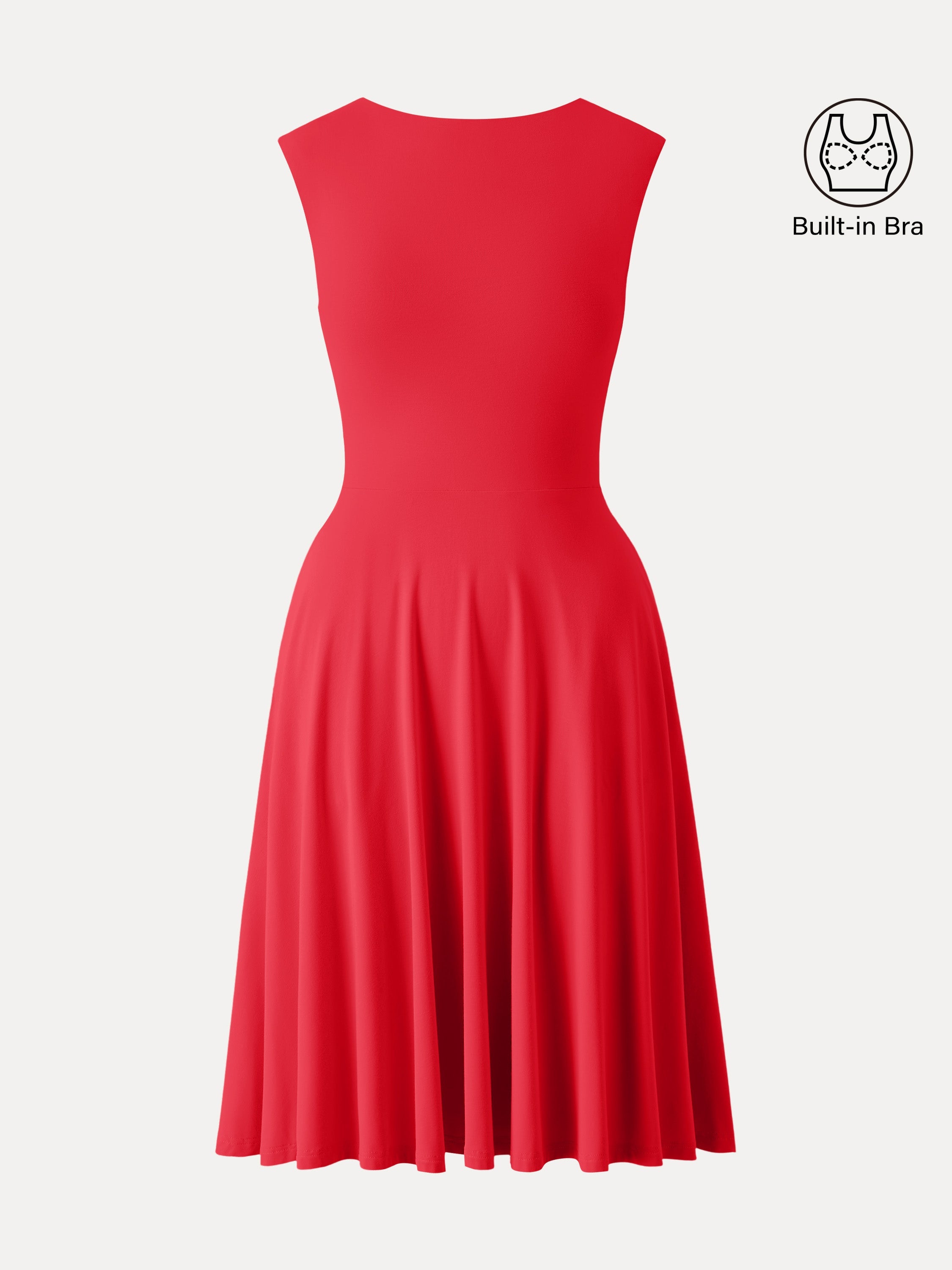 SkinKiss Boatneck Wide Shoulder Bra Dress with Pockets