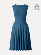 SkinKiss Boatneck Wide Shoulder Bra Dress with Pockets