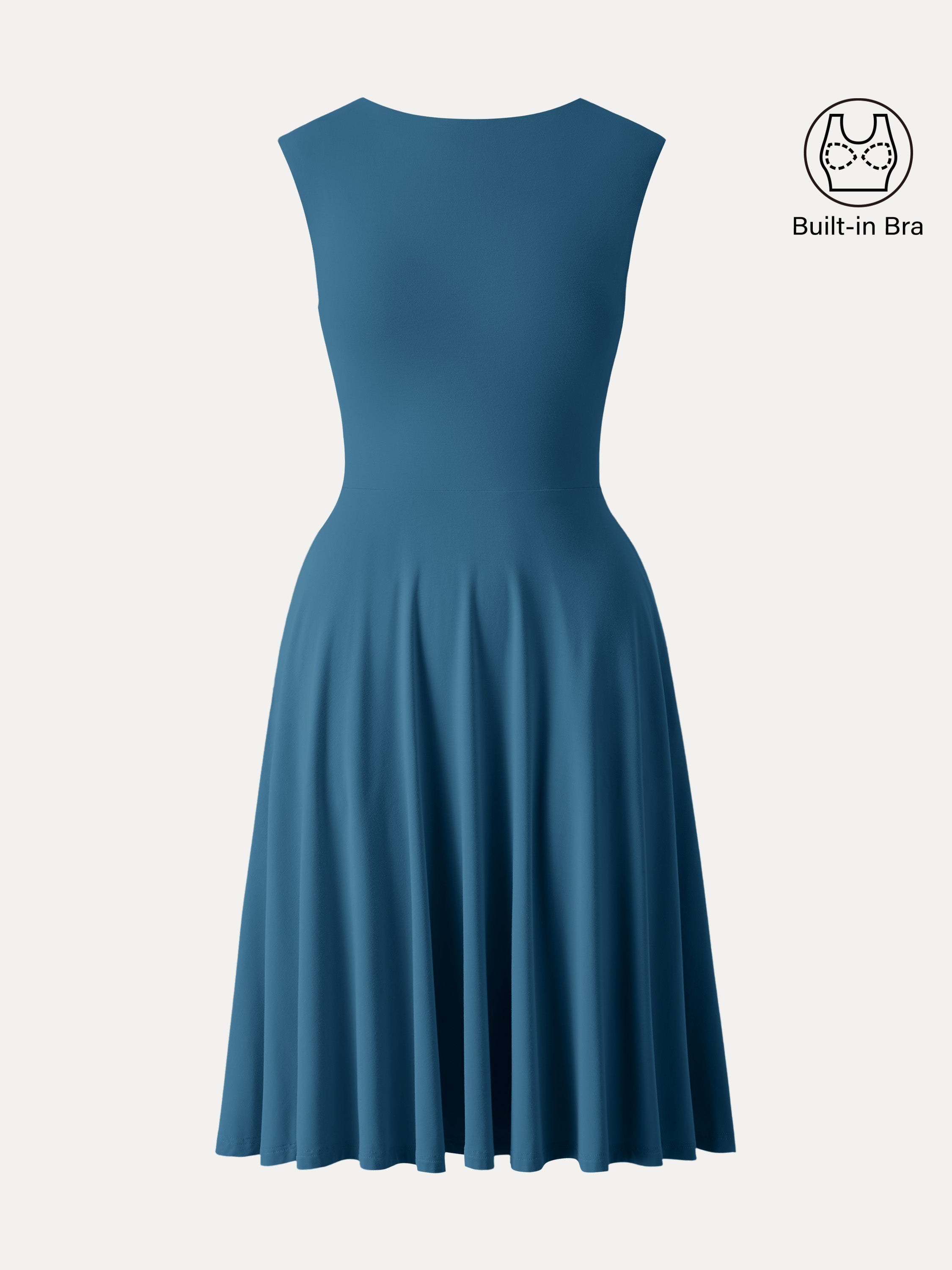 SkinKiss Boatneck Wide Shoulder Bra Dress with Pockets