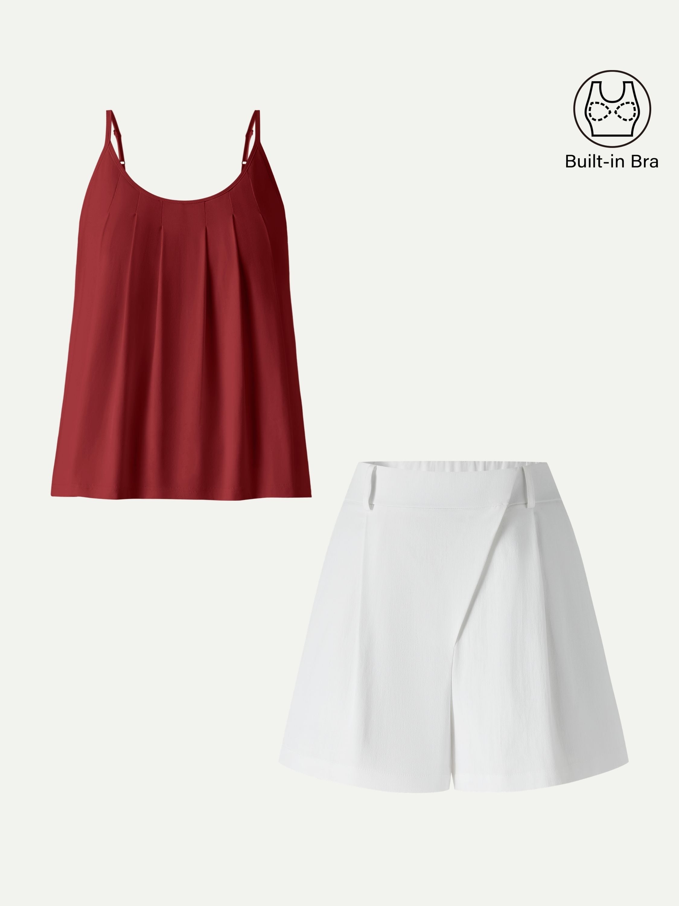 2Pcs Set Spaghetti Bra Tank & A-Line Shorts