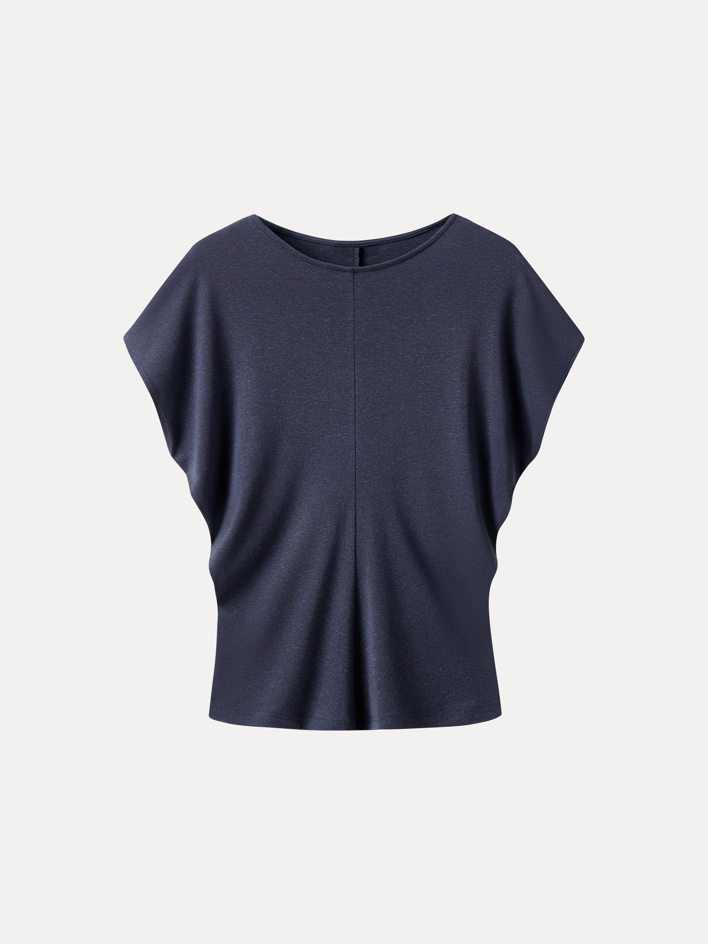 Linen-Blend Round Neck Relaxed Summer Top