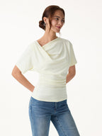 Asymmetrical Cowl Neck Ruched Top
